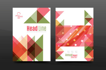 Colorful geometry design annual report a4 cover brochure template layout, magazine, flyer or leaflet booklet