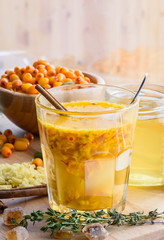 sea buckthorn honey ginger mix in glass