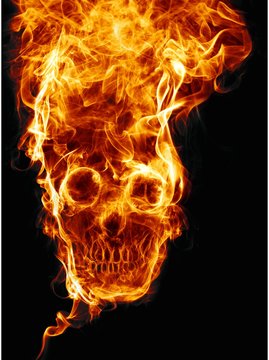 skull of fire. Of fire formed skull dead, as a symbol of the dangers. Isolated on a black background