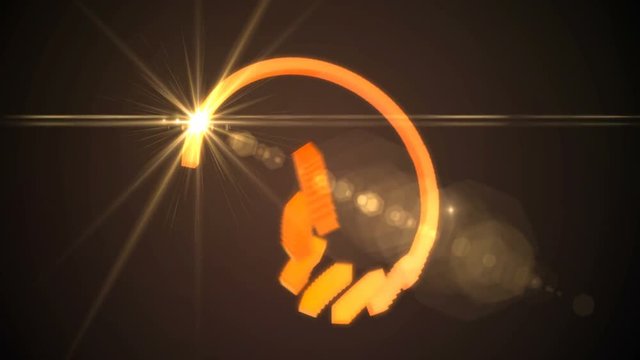 Seamless looping animation with an orange silcrow Icon with binary code