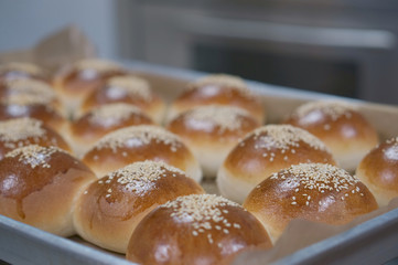 Sandwich bun with sesame seeds