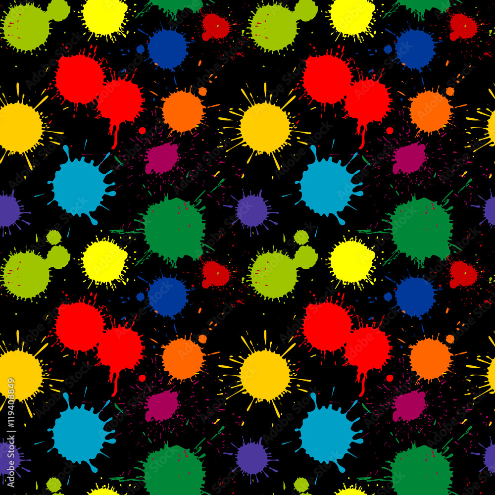 Poster paint splatter vector seamless pattern