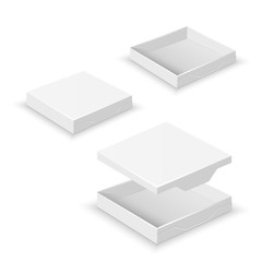 White square flat empty 3d boxes isolated