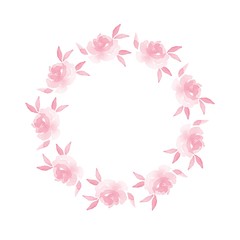 Beautiful floral frame with roses. Watercolor background 26. Wreath isolated on white