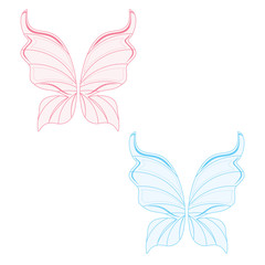 Blue and pink fairy wings