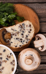 Processed mushrooms cheese