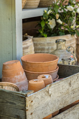 Fototapeta na wymiar Crate of pots