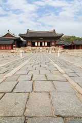 Junghwajeon, the main hall of Deoksugung Palace in Seoul, South Korea, viewed from the front.