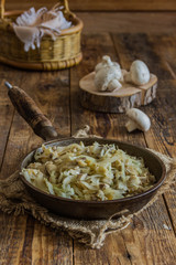 cabbage with chicken and mushrooms