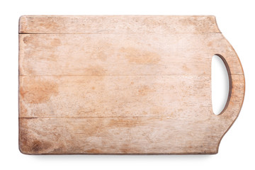 empty cutting board on white background