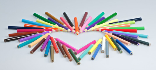 Colored pencils heart shape