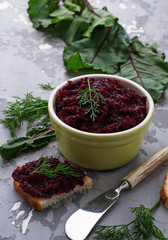 Beetroot caviar and toast