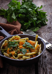 Stew vegetable asparagus, carrot and peas