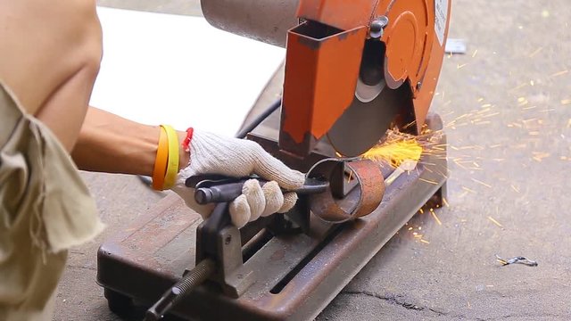 Man working grinder