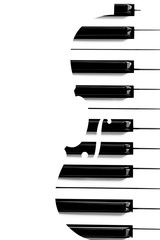 piano keys in violin shape & copy space on left for music background - obrazy, fototapety, plakaty