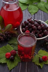 Fresh berry drink with black currant and raspberries
