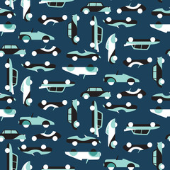 Seamless patter with cars. Can be used for textile, kids clothes