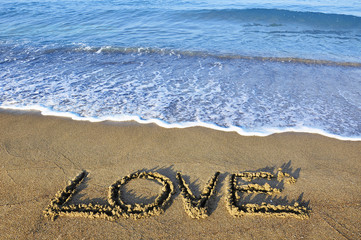 Word 'Love' on the beach