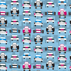 Seamless patter with cars. Can be used for textile, kids clothes