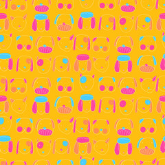 Seamless pattern with cute different kinds of dogs