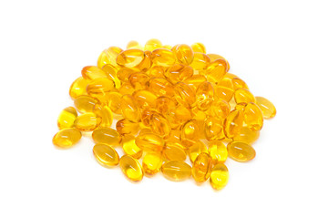 Omega 3 capsules for dieting concept on white background