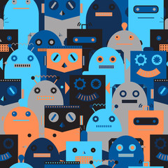 Seamless pattern with vintage robots
