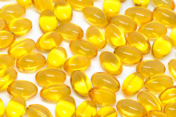 Omega 3 capsules for dieting concept on white background