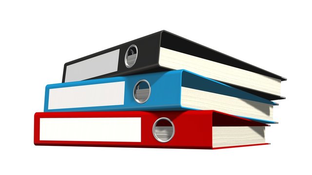 three File folders or ring binders full with office documents