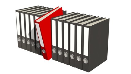 Archive concept File folders or ring binders with office documents