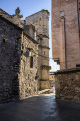 detail of the street of the cathedral of Cuenca to the evening, Cuenca, Spain