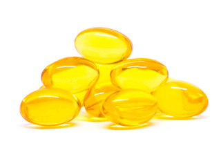 Omega 3 capsules for dieting concept on white background