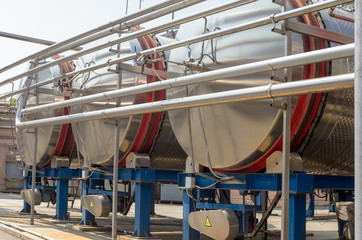 Stainless steel vessels for production of wine in modern winery