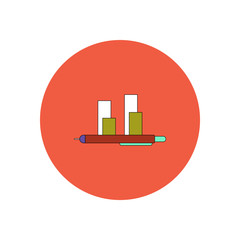 Vector illustration in flat design of column chart and pen