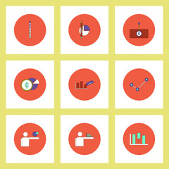Collection of icons in flat style business statistics items