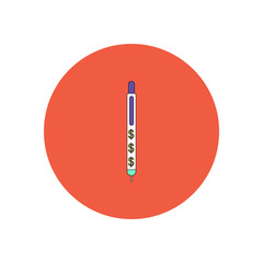 Vector illustration in flat design of pen and dollar emblem