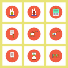 Collection of icons in flat style economic statistics items