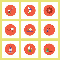 Collection of icons in flat style fuel and energy economic statistics