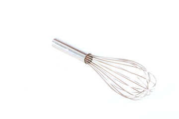 stainless balloon whiskon white background,selective focus