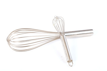 stainless balloon whiskon white background,selective focus