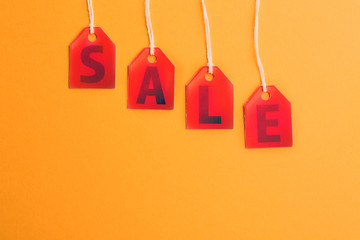 Sale labels on color background