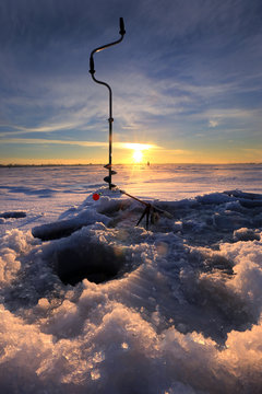 Fishing Gear On The River Ice