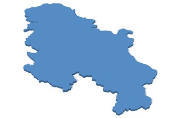 Obraz premium 3D map of Serbia on a plain background