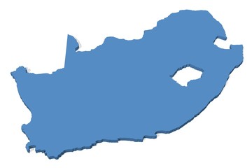 Fototapeta premium 3D map of South Africa on a plain background