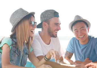 Group of friends hanging out together outdoors