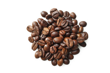 Coffee beans on white isolated background