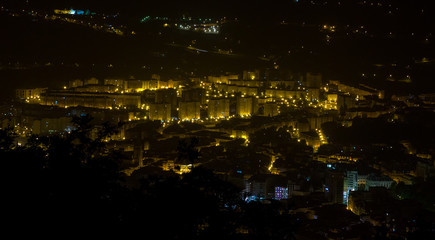Fototapeta na wymiar Night aerial view of the city of Oviedo, Spain