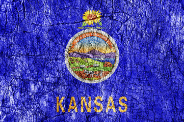 Grudge stone painted US Kansas flag