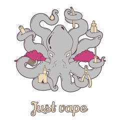 Vector illustration of octopus vaper 3