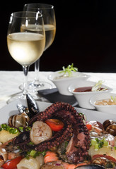 seafood and white wine