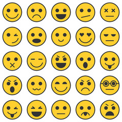 Set of Emoticons. Set of Emoji. Emoticon icons. Emoticon flat design. Emoticon collection. Isolated vector illustration